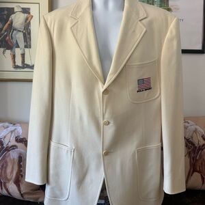 Polo by Ralph Lauren Cream Sport Coat with American Flag Embroidered